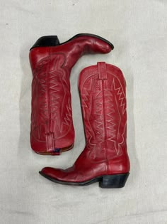 Vintage Red Round Toe Cowboy Boots size 6.5-7.5 good condition Boots For Women Red, Red Boots Cowboy, Footloose Red Boots, Red Cowboy Boots Aesthetic, Ariel Footloose, Fall Cowboy Boots, Cowboy Boots Aesthetic, Round Toe Cowboy Boots, Red Cowgirl Boots