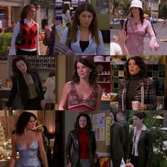 many different pictures of the same woman in various outfits and clothes, one is wearing a hat