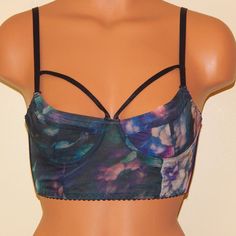 Asos 30-A Longline Harness Strap Bra Semi-Sheer Mesh Fabric With Underwire & Double-Lined Cups Black, Purple, Blue, Jade Super Sexy!! Style #01970742 Msrp $45 Nwt Fitted Purple Crop Top With Built-in Bra, Purple Fitted Bra With Adjustable Straps, Summer Underwire Bra In Purple, Fitted Purple Bra With Adjustable Straps, Purple Underwire Bra For Summer, Purple Underwire Summer Bra, Summer Purple Underwire Bra, Blue Fitted Tops With Underwire Support, Fitted Purple Bra For Summer