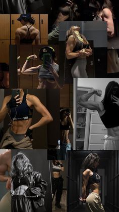 a collage of photos showing different types of women's body shapes and muscles