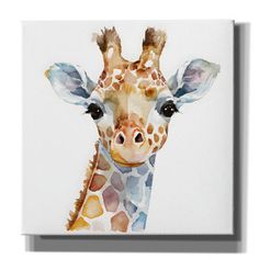 a painting of a giraffe's face on a white background