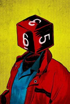 a painting of a man with a red jacket and blue shirt on his head has the number 66 written on it