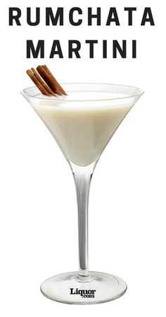 the rumchata martini is garnished with cinnamon sticks