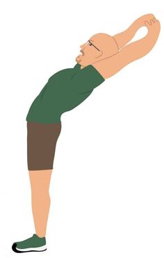 a man in shorts and green shirt doing a yoga pose