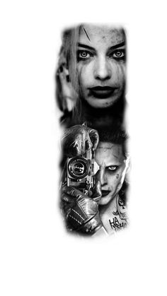 https://www.facebook.com/tattoossabin Joker Tattoo Design Black And Grey, Harley Quinn Joker Tattoo, Joker Harley Quinn Tattoo, Harley Quinn And Joker Tattoo, Joker And Harley Quinn Tattoo, Joker Y Harley Quinn, Harley Tattoos, Tiger Tattoo Sleeve