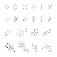 the stars are drawn in black and white on a white background, each with different shapes