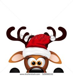 a reindeer with a santa hat on his head