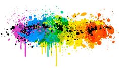 colorful paint splattered on a white background