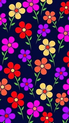 an image of colorful flowers on a blue background