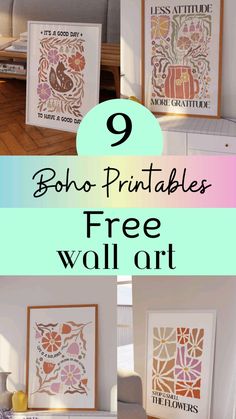 the 9 free wall art printables are available for purchase