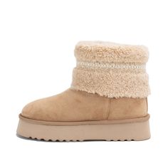 Give your cozy-core style a boost with HIRAYA. Featuring a full faux shearling interior and fold-over cuff, the fun woven accent around the shaft and lightweight flatform outsole make HIRAYA the perfect pair for your upcoming chilly day activities. Closure: pull-on Toe Shape: round Heel Height: 1.81 inches Platform Height: 1.49 inches Boot Shaft: 12 inches Calf Circumference: 14 inches Materials: faux leather/faux fur Insole: Signature Yellow Box EVA Outsole: rubber Cozy Core, Boots And Jeans Men, Durango Boots, Rocky Boots, Fuzzy Boots, Pink Fall, Georgia Boots, Sas Shoes, Boy Outerwear