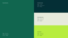 a green and white brochure is shown in two different colors, including the same color