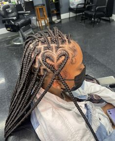 Knotless Braids With Heart, Knotless Braids Hairstyle, Braids With Heart, Purple Box Braids, Heart Braids, Braided Space Buns, Sleek Braided Ponytail, Protective Braids, Braids Men