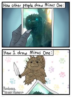 two comics about how to draw an evil creature and how they are supposed to be