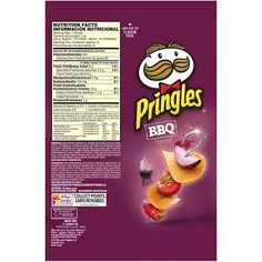 pringles bbq potato chips with bacon and tomatoes on the side, packaging