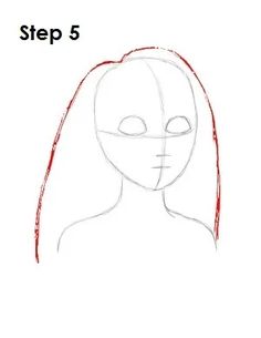 a drawing of a woman's face with the words step 5