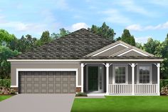 this is an artist's rendering of the front elevation of a house in florida