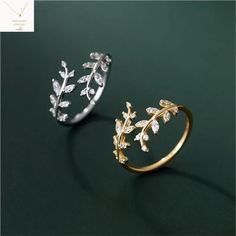 Bring a touch of nature's elegance to your fingertips with our Exquisite Leaves Ring. This beautiful ring features a delicate leaf design, available in your choice of gleaming sterling silver, warm 14k gold, or romantic rose gold-plated materials. *Material: Choose from sterling silver, 14k gold, or rose gold plated for a long-lasting and luxurious look. *Design: The intricate leaf design adds a touch of whimsy and natural beauty to any outfit. *Versatility: This ring is perfect for everyday wea Diamond Leaf Ring, Olive Leaf Ring, Silver Leaf Ring, Gold Leaf Rings, Punk Accessories, Branch Ring, Wedding Party Jewelry, Bridal Gift, Everyday Rings