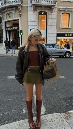 Nyfw 2024 Outfits, Womens Outfits With Belts, Corrina Kopf Outfits, New York Dress Outfit, Patterned Midi Skirt Outfit, Layered Mini Skirt Outfit, Socal Fall Outfits, Fairground Outfit Ideas, Citycore Outfit