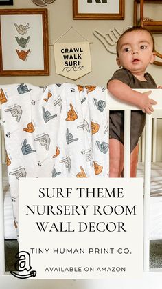 Crawl Walk Surf Canvas Banner for Surf Theme Baby Boy or Gender Neutral Nursery Room Decor Theme Nursery, Baby Boy Or Girl, Nursery Neutral