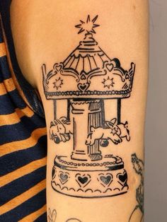 Carousel Tattoo, Jester Tattoo, Victorian Tattoo, Cartoon Tattoo Ideas, Circus Tattoo, Animated Shows, Cartoon Tattoo, Handpoke Tattoo