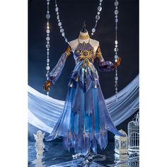 Identity Ⅴ Naiad Grace Cosplay Costume Goddess Cosplay, Black Butler Ciel, Identity V, Back Necklace, Victoria Dress, Hair Decorations, Silk Organza, Gold Leather, Cosplay Costume