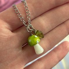 This Necklace Is Brand New And Handmade. It Measures 16 Inches. Green Mushroom, Mushroom Necklace, Polymer Clay Projects, Clay Projects, Fit Inspo, Jewelry Ideas, Fitness Inspo, Womens Jewelry Necklace, Polymer Clay