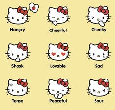 the hello kitty characters are shown in different languages