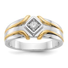 two tone gold and silver ring with diamond