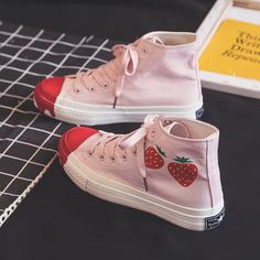 Fashion Strawberry Canvas Shoes PN2672 ●Size:please see the picture. ●Material:canvas (Please allow 1-3cm differs due to manual measurement.As different computers display colors differently,the color of the actual may vary slightly from the above images.Thanks for your understanding.) ●About Shipping: We attach great importance to the orders of each customer and parcel delivery. 1.Processing time: 2-3 business days. 2.Shipping time: 10-15 business days to US, please allow 3-4 weeks shipping to other country.(Shipping times can be affected by variable customs clearance times or public holidays.) Summer Lace-up Canvas Shoes, Trendy Canvas Shoes With Vulcanized Sole, Trendy Canvas Shoes With Rubber Sole, Red Lace-up High-top Sneakers For Spring, Pink Casual High-top Sneakers With Round Toe, Pink High-top Sneakers With Round Toe, Pink Round Toe High-top Sneakers, Pink Canvas Shoes For Streetwear With Round Toe, Pink Canvas Shoes With Round Toe For Streetwear