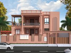 an artist's rendering of a two story house with balconies and balconyes