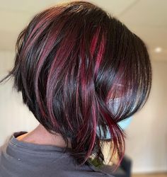 Pixie Bob Color Ideas, Medium Length Assymetrical Bob, Short Bob Peekaboo Color, A Symmetrical Haircut Medium, Layered Assymetrical Bob, Short Funky Bob Hairstyles, Short Hairstyle Women With Color, A Symetrical Long Bob, Asemetrical Haircut For Round Face Short Hairstyles For Women