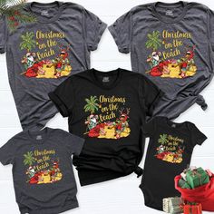 "Create unforgettable memories this holiday season with our cute Christmas beach family vacation shirt. Whether you're headed to a festive holiday party or celebrating Mele Kalikimaka in true Hawaiian style, our family matching Christmas shirt is the perfect choice. Embrace the spirit of the season in style and make your getaway even more special. These holiday party shirts are the ideal way to add a touch of fun and flair to your vacation attire. Enjoy the sun, sand, and celebrations with our f Family Matching Holiday Shirt With Letter Print, Fun Holiday Top With Letter Print, Holiday Crew Neck Tops For Beach Season, Cotton Tops For Family Reunion Beach Season, Crew Neck Tops For Beach Season Holiday, Fun Holiday Beach Tops, Fun Beach Season Holiday Tops, Holiday Beach Tops With Letter Print, Letter Print Tops For Beach Holiday