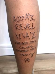 a person with some writing on their legs