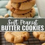 soft peanut butter cookies stacked on top of each other