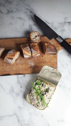 some food is laying out on a cutting board