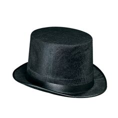 Beistle Vel-felt top hat in black color featuring single size forms perfect attire for general party celebrations, sold as 2 per pack. Beistle Vel-felt top hat in black color is made of durable plastic core with velour coating for festive occasions. High quality hat is perfect for theatrical and dance groups, sold as 2 per pack. Black. High quality hats - novelty for festive occasions. Theme: General occasion. Material: Plastic core with velour coating. One size fits most. Height 5", side to sid New Years Eve Tops, Eve Costume, Black Top Hat, Bakeware Set, Quality Hats, Casino Theme Parties, Halloween Party Costumes, Black Party, Felt Fabric