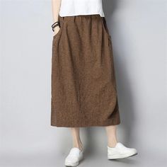 Lovely Longer Wrap Skirt for Ladies Baggy Solid Skirt For Fall, Brown Midi Skirt For Spring, Relaxed Fit Skirt With Pockets For Fall, Casual Cotton Pencil Skirt For Fall, Casual Lined Midi Pencil Skirt, Fall Midi Pencil Skirt With Pockets, Solid Color Relaxed Fit Skirt For Fall, Solid Relaxed Fit Skirt For Fall, Casual Midi Pencil Skirt With Lining