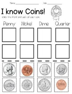 money worksheet for kids to practice counting coins and writing the word i know coins