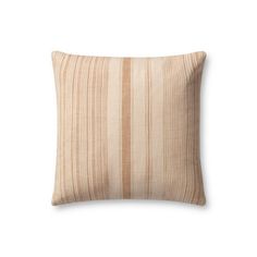 a beige striped pillow on a white background