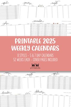 the printable weekly calendar is shown in pink and white with black cats on it