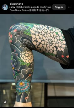 a person with tattoos on their legs and leggings is shown in an instagram