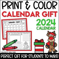 the print and color calendar gift for students to make it look like they have been given out