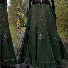 Long Dark Green Skirt, Gothic Cotton Skirt For Alternative Fashion, Grunge Fitted Skirt For Festival, Fitted Grunge Skirt For Festival, Hippie Festival Skirt For Fall, Hippie Skirt For Fall Festivals, Punk Style Cotton Skirt For Fall, Winter Fitted Skirt For Alternative Fashion, Godmother Aesthetic