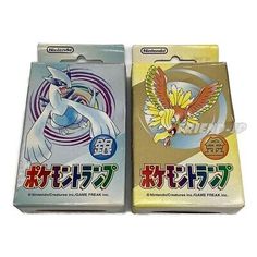 two pokemon trading cards are shown side by side