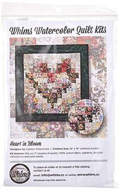 the quilting kit includes a heart in bloom pattern