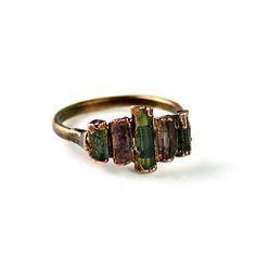 Exquisite Girls Fashion Natural Raw Multi Tourmaline Gemstone Electroplated Ring Raw Tourmaline Ring, Rough Stone Ring, Green Tourmaline Crystal, Multi Gemstone Bracelet, Pink Sapphire Ring Engagement, Green Tourmaline Ring, Gold Sapphire Ring, Multi Gemstone Ring, Nice Jewelry