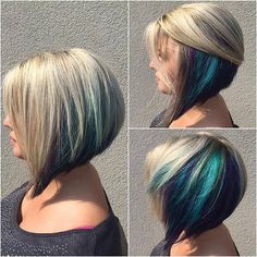 Hidden Rainbow Hair, Kort Bob, Underlights Hair, Bob Hair Color, Different Pictures, Inverted Bob Hairstyles, Bob Cuts, Rainbow Hair Color, Fun Hair