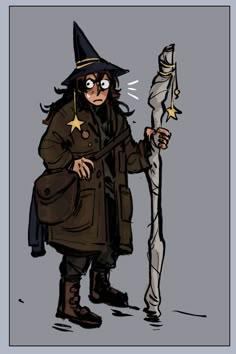 a drawing of a wizard holding a stick