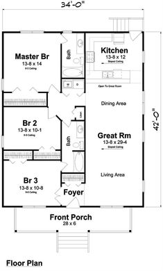 the first floor plan for this house shows the living area and dining room, as well as